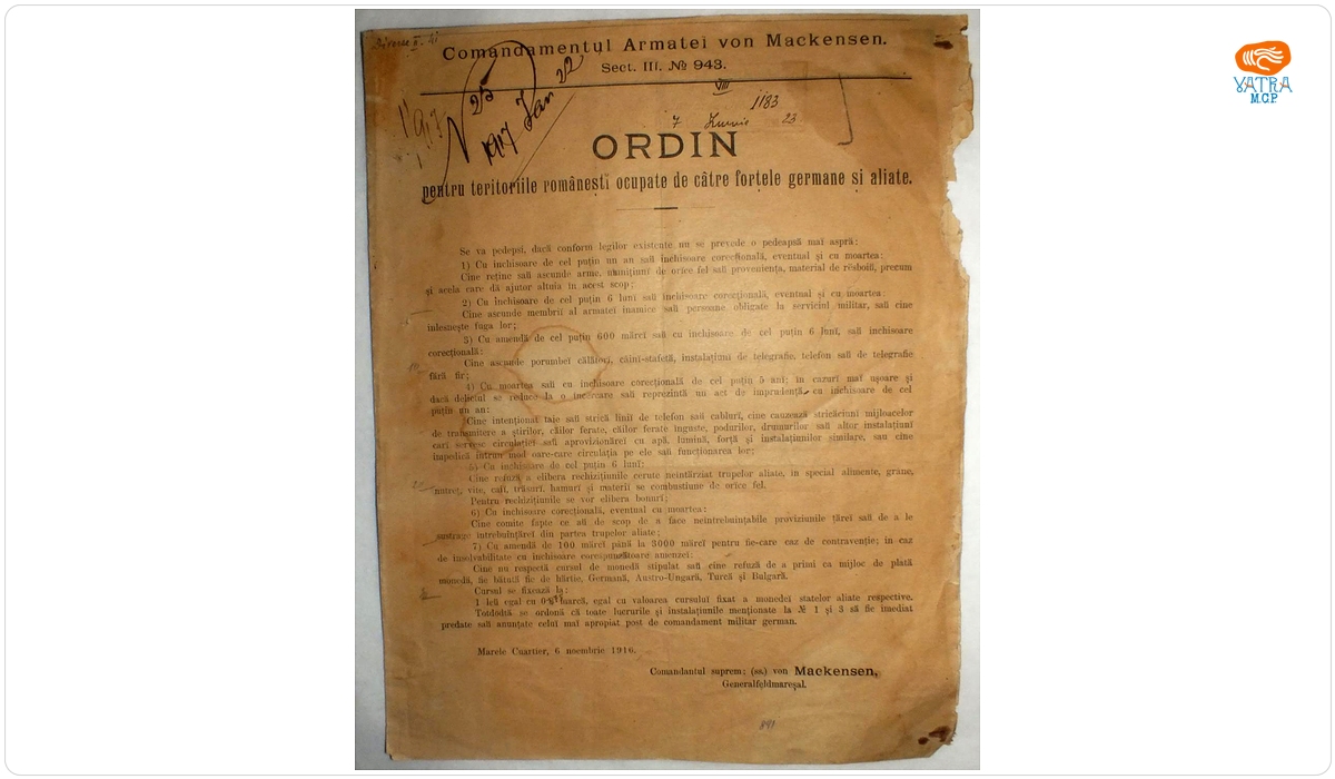 Ordin pentru teritoriile românesști ocupate de către forțele germane și aliate