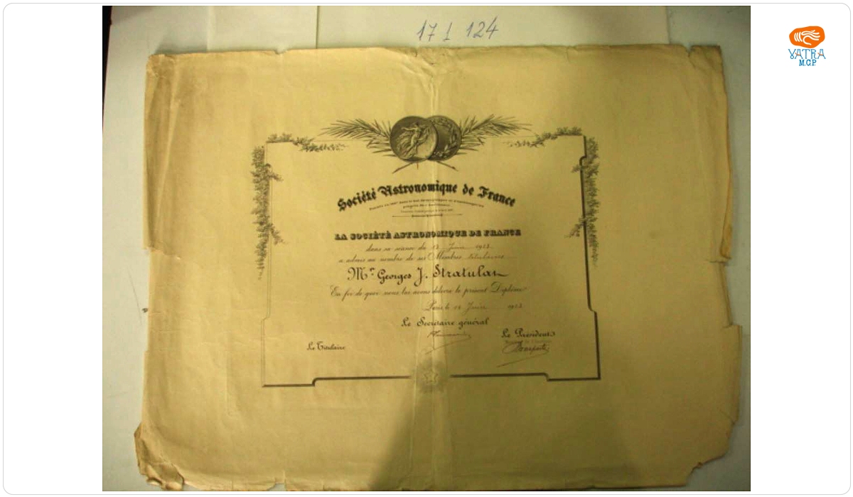 Diplomă de membru al Societății Astronomice a Franței