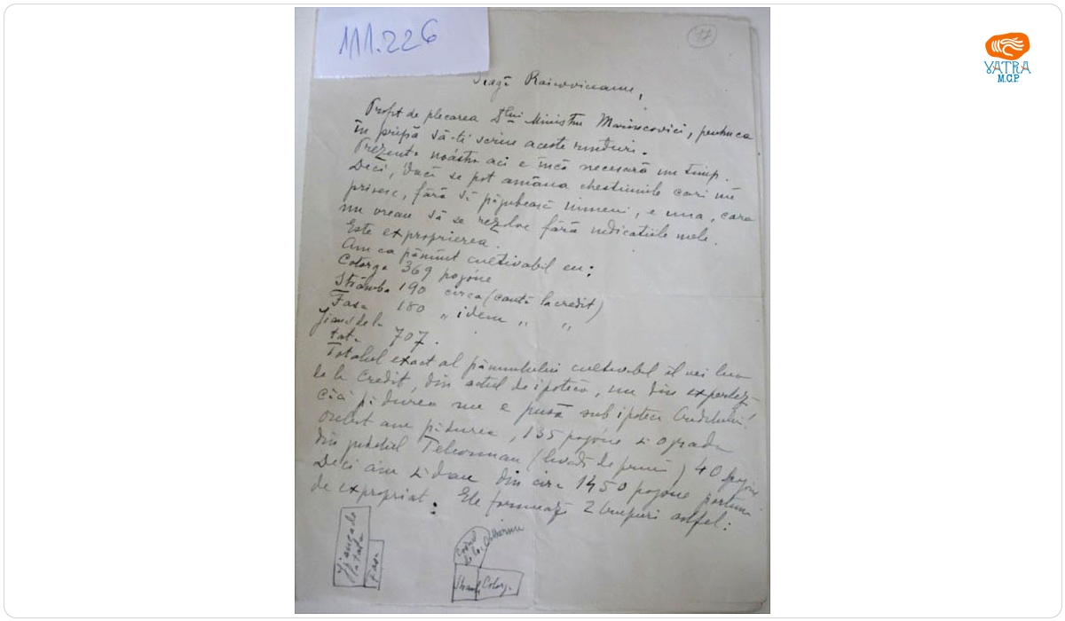 Scrisoarea trimisă de Nicolae Titulescu lui Nicolae Raicovicianu