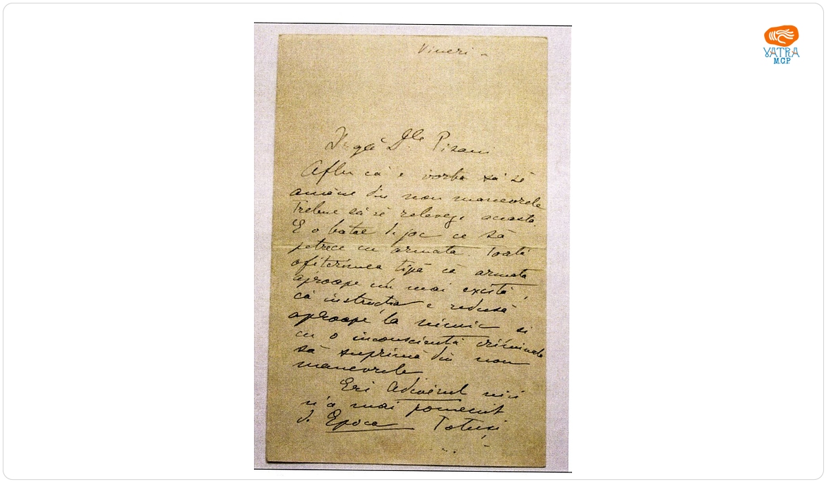 Scrisoare trimisă de Nicolae Filipescu lui Timoleon Filipescu