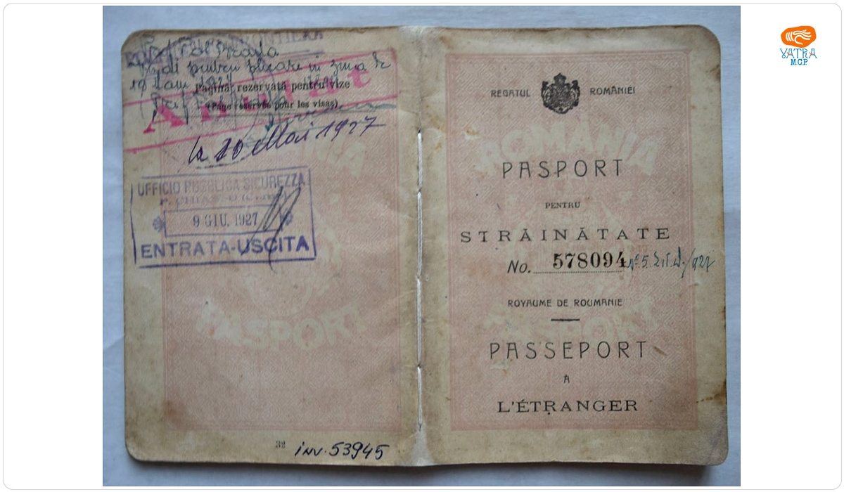 Pașaport Dumitru Dan, emis de Regatul României, eliberat de Prefectura Poliției Brăila