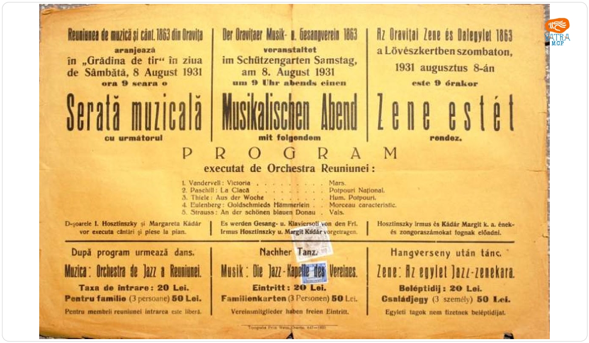 Tipografia Felix Weiss — Afiș pentru serată muzicală