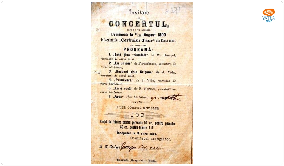 Invitație la concertul din Bocșa-Montană