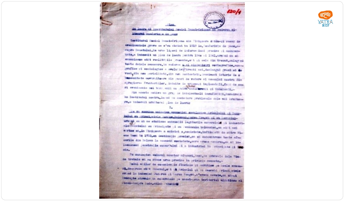 Plan de lucru al Institutului Social Banat-Crișana în vederea viitoarei Conferințe de Pace