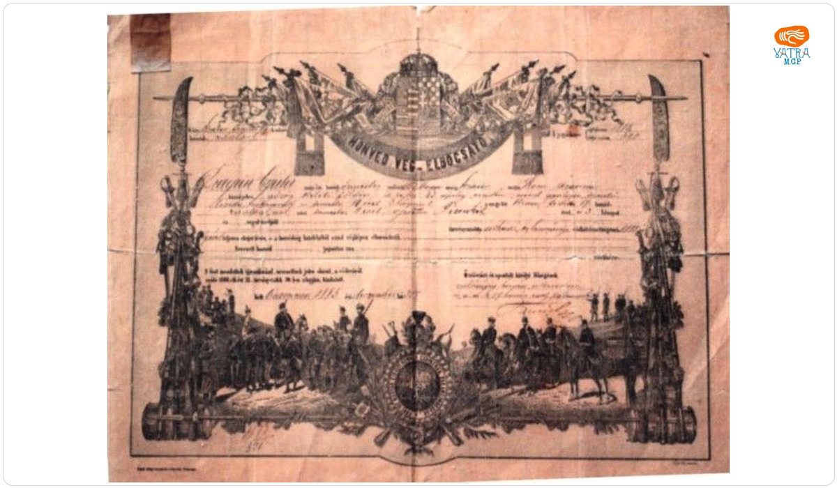 Diplomă pentru eliberarea din armată a lui Drăgan Gyula