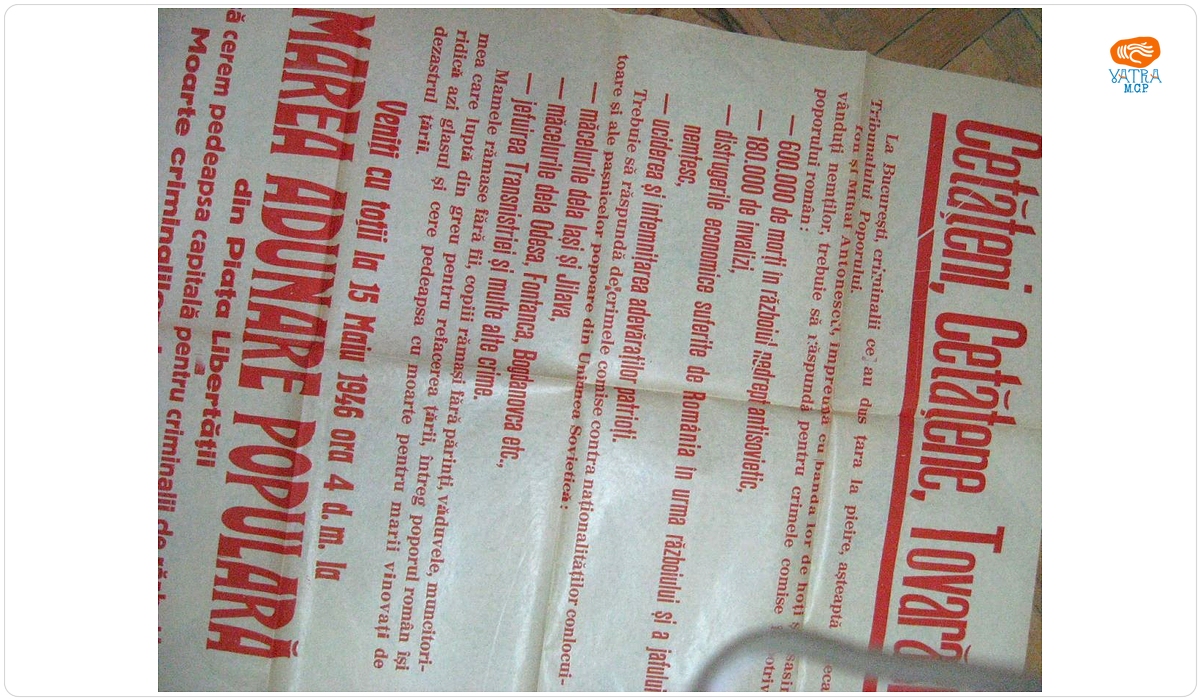 Apel al FND Cluj pt. Marea Adunare Populară în care se cere pedeapsa capitală pentru criminalii de răboi.
