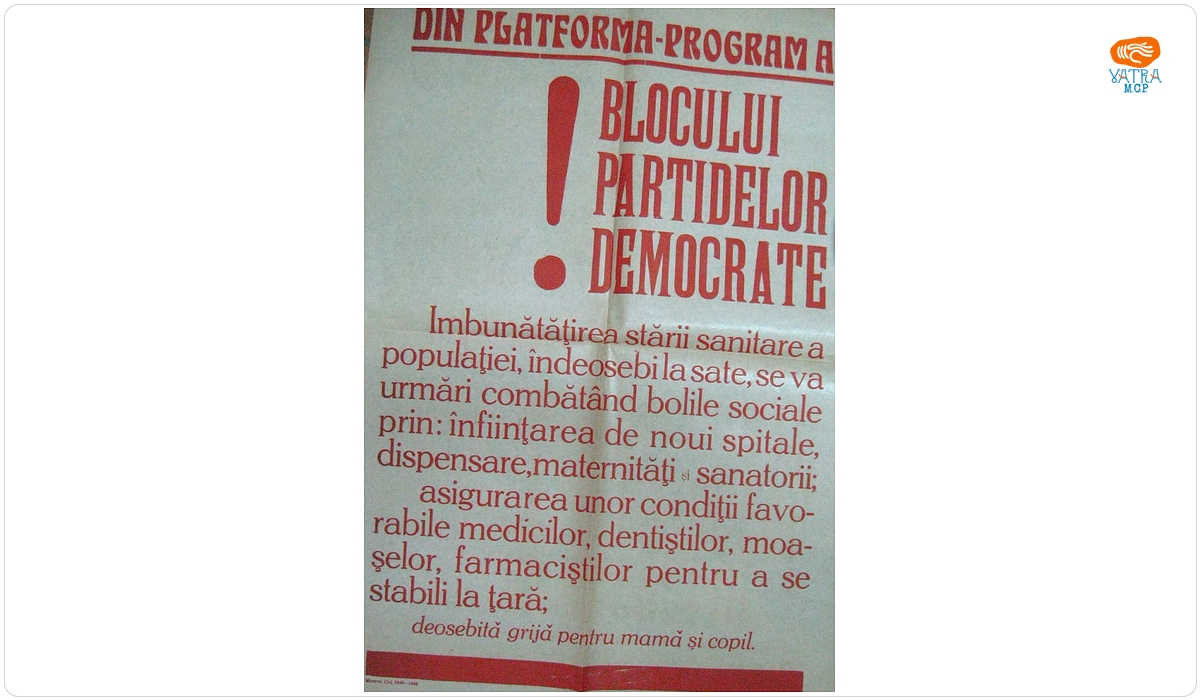 Din platforma-program a Blocului Partidelor Democrate despre îmbunătățirea stării de sănatate a populației de la sate