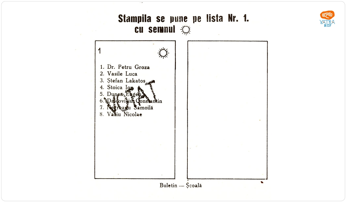 Buletin-școală pentru votul din 19 noiembrie 1946