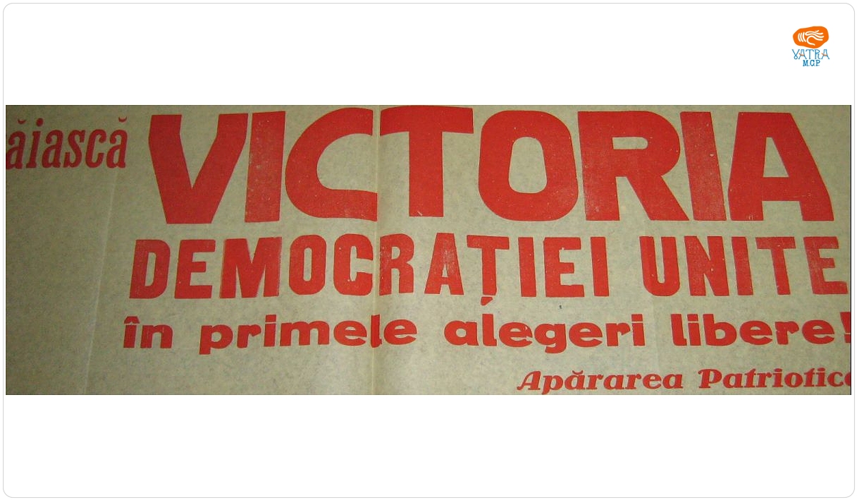 Trăiască victoria democrației unite în primele alegeri libere ! Apărarea Patriotică