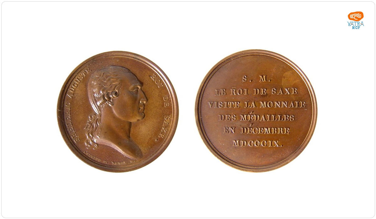 Medalie dedicată vizitei regelui Saxoniei la monetăria din Paris