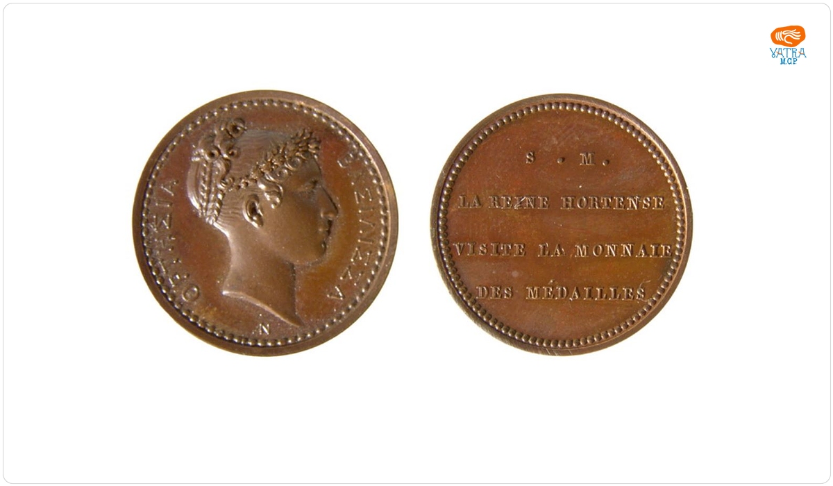 Medalie dedicată vizitei la Monetărie a reginei Hortensia