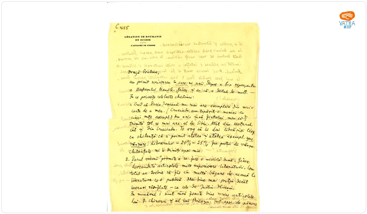 Blaga către I. Breazu despre succesul "Meșterului Manole", despre revista literară „Darul vremii” și despre viața culturală și literară din Ardeal