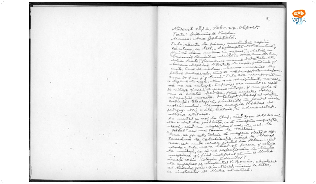 A. Vaida Voevod - memorii intitulate „Răzlețe”; date despre familie; atmosfera din preajma declanșării primului război mondial
