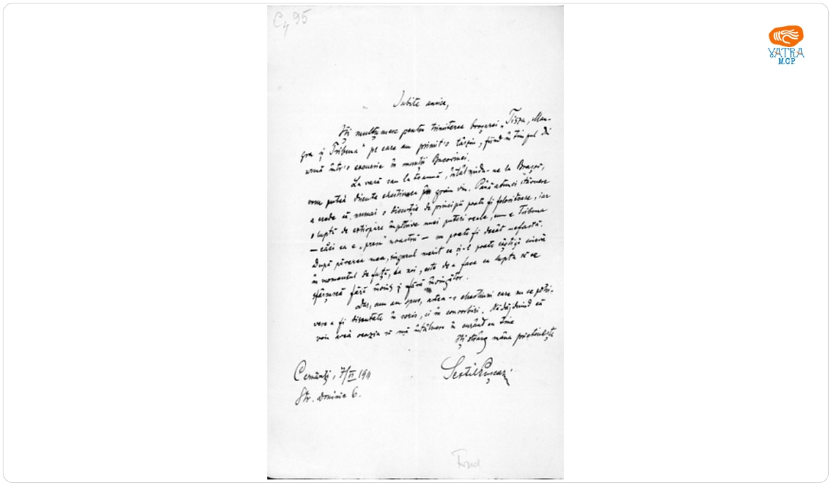 Sextil Pușcariu către A. Vaida Voevod, Cernăuți, 7 iunie 1911