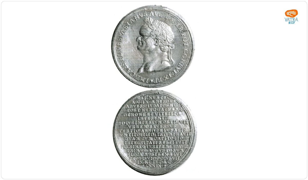 Medalie dedicată împăratului Vespasian