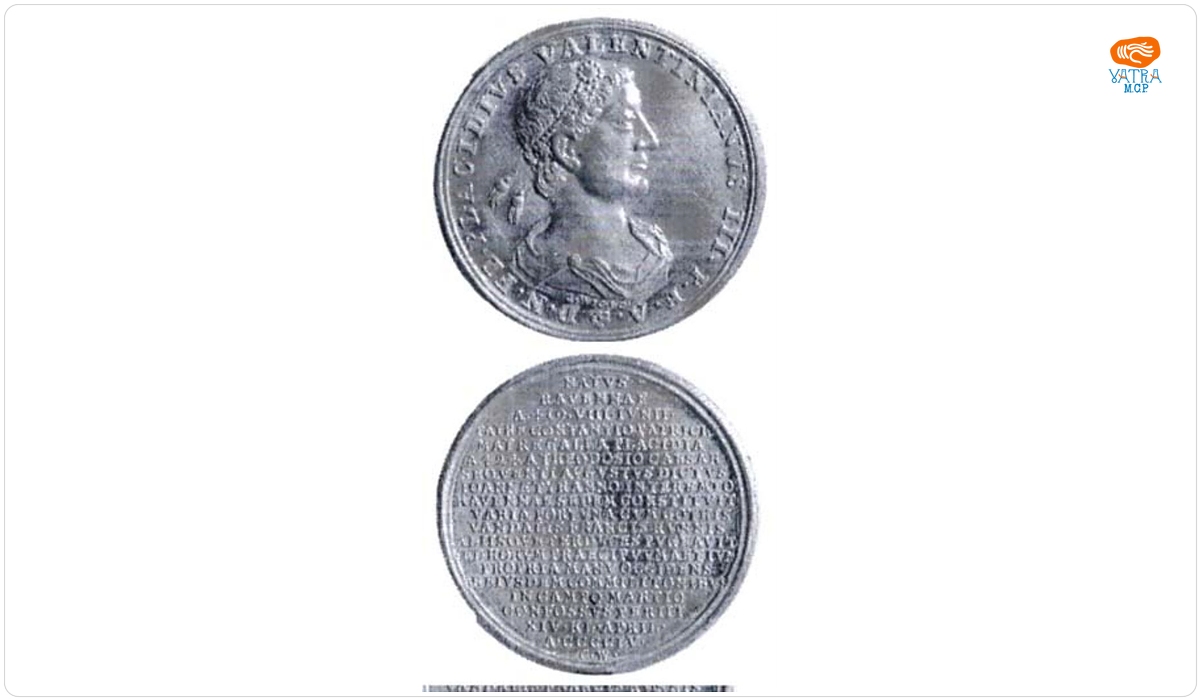 Medalie dedicată împăratului Valentinian III
