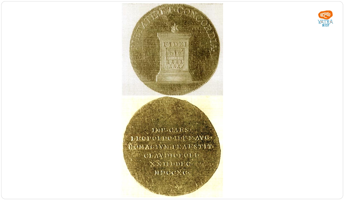 Medalie (jeton) dedicată omagiului prestat de Principatul Transilvaniei lui Leopold al II - lea