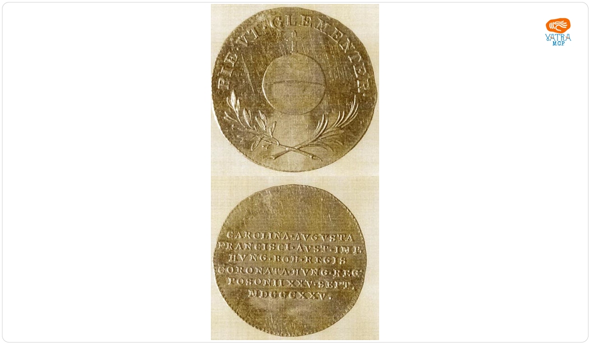 Medalie (jeton) dedicată încoronării Carolinei Augusta de Bavaria ca regină a Ungariei