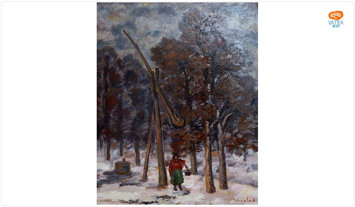 Dimitrie Ghiață — Peisaj de iarnă - Fântână cu ciutură