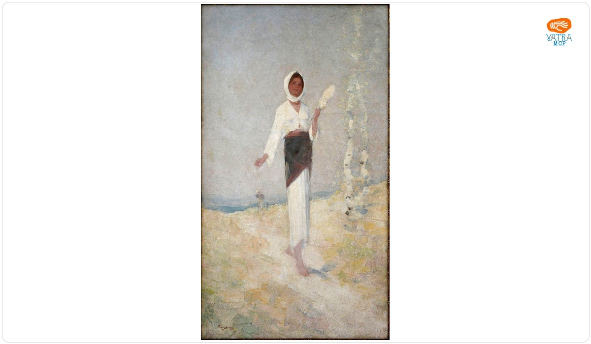 Nicolae Grigorescu — Tânără țărancă torcând