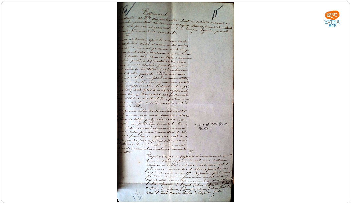 Extras din protocolul ședinței ordinare a „sinodului eparhial” al parohiei ortodoxe Mărcuș, din 3 martie 1901