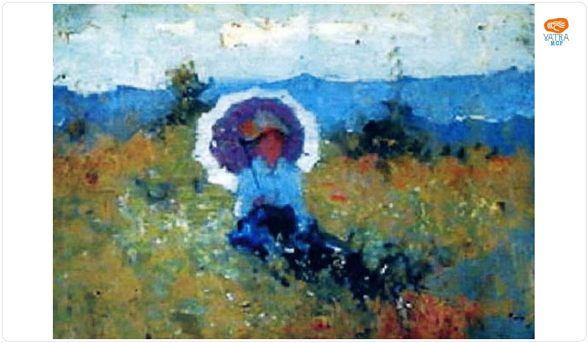 Nicolae Grigorescu — Femeie cu umbrelă (peisaj din Franța)