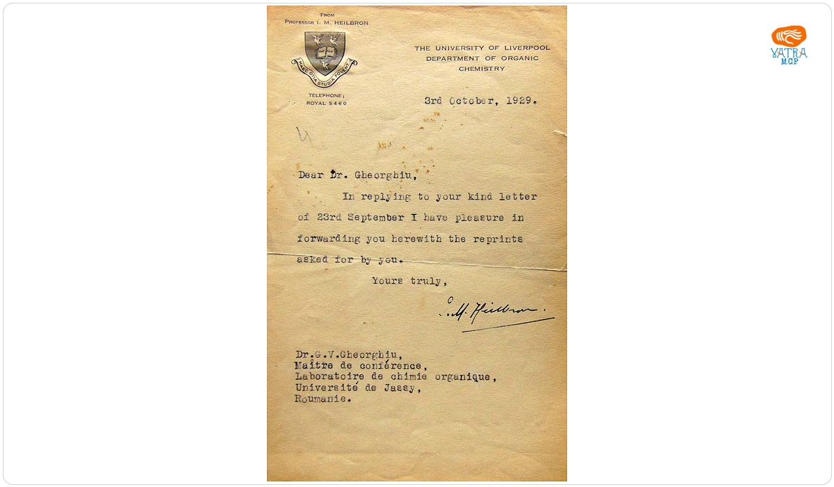 I.M. Heilbron — I.M. Heilbron către profesorul C.V. Gheorghiu