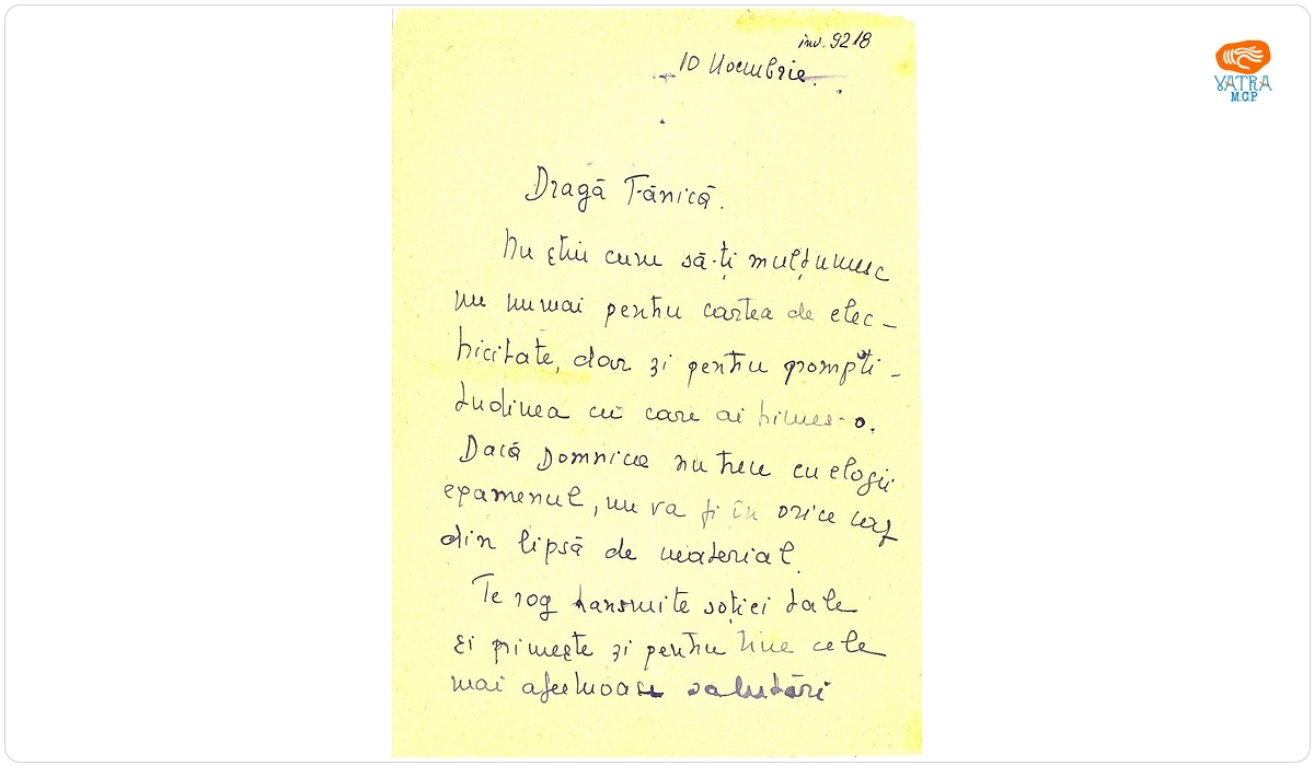 Flory Filotti către prof. Ștefan Procopiu (Fănică)