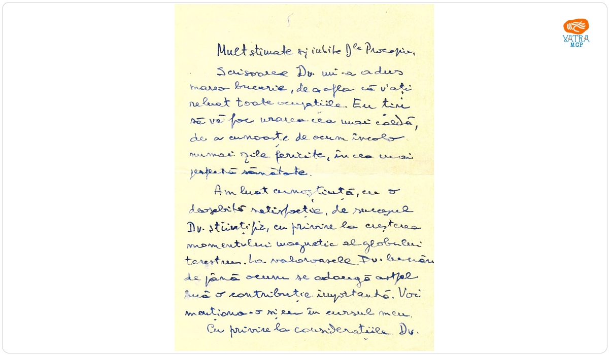 Nicolae Bărbulescu — Prof. Nicolae Bărbulescu către Ștefan Procopiu