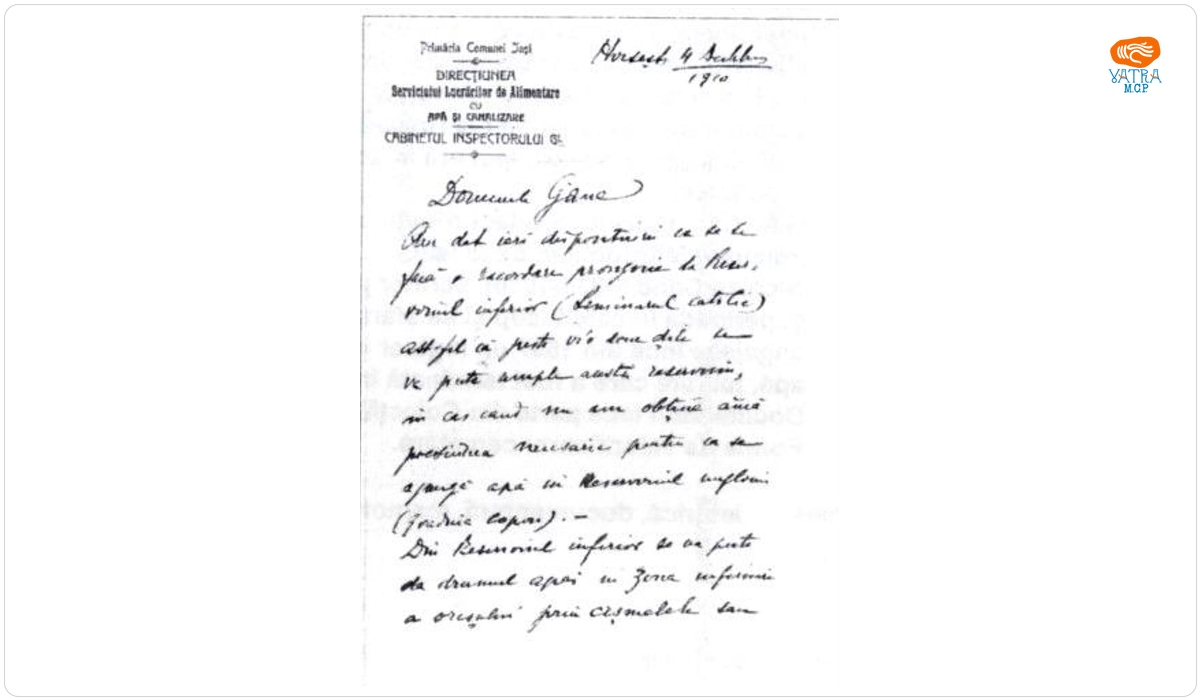 Scrisoare manuscris G.M. Cantacuzino (Horlești, 4 decembrie 1910) adresată lui N. Gane (primar lași)