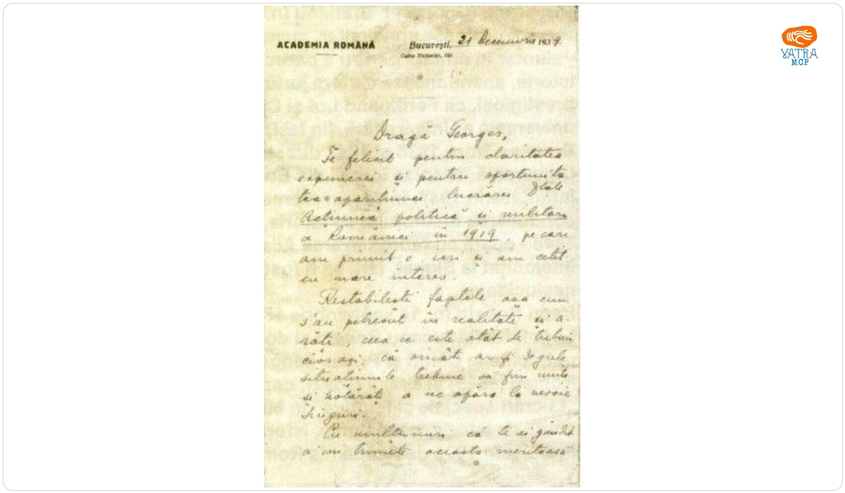 Radu Rosetti către Gheorghe I. Brătianu