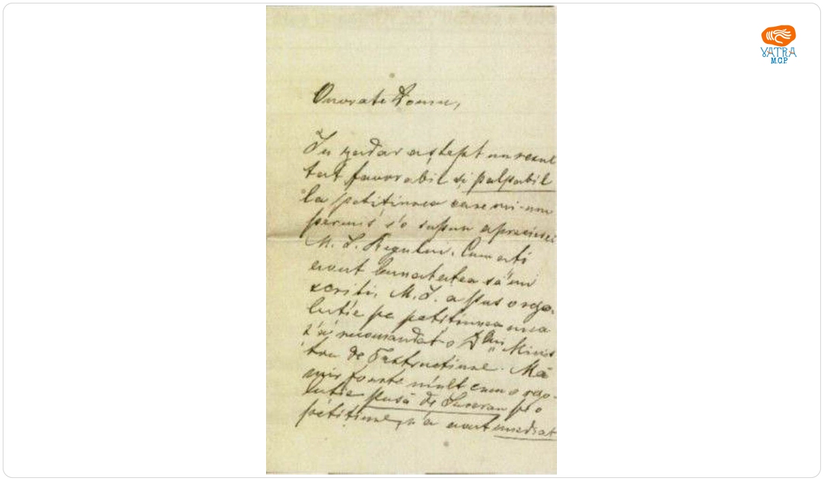 Scrisoare manuscris adresată de către Eduard Caudella bibiliotecarului Casei Regale