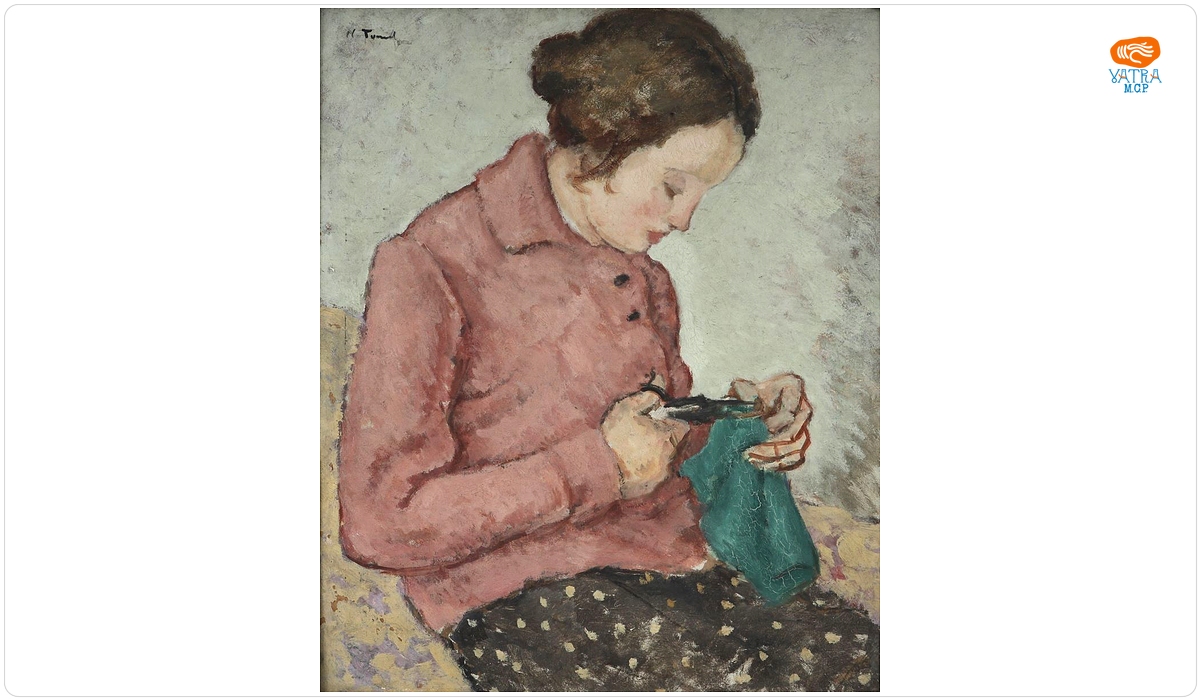 Nicolae Tonitza — Femeie lucrând croitorie