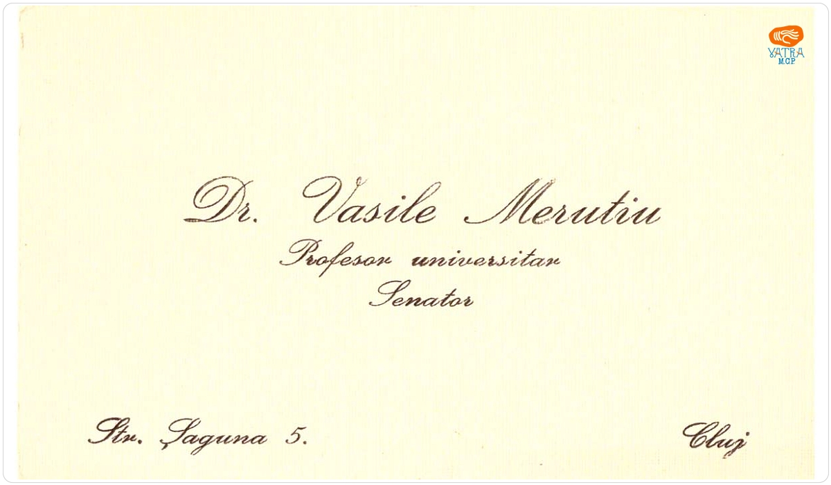 Carte de vizită a lui Vasile Meruțiu
