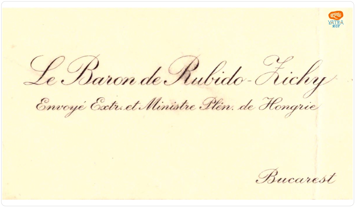 Carte de vizită a lui Rubido-Zichy Iván
