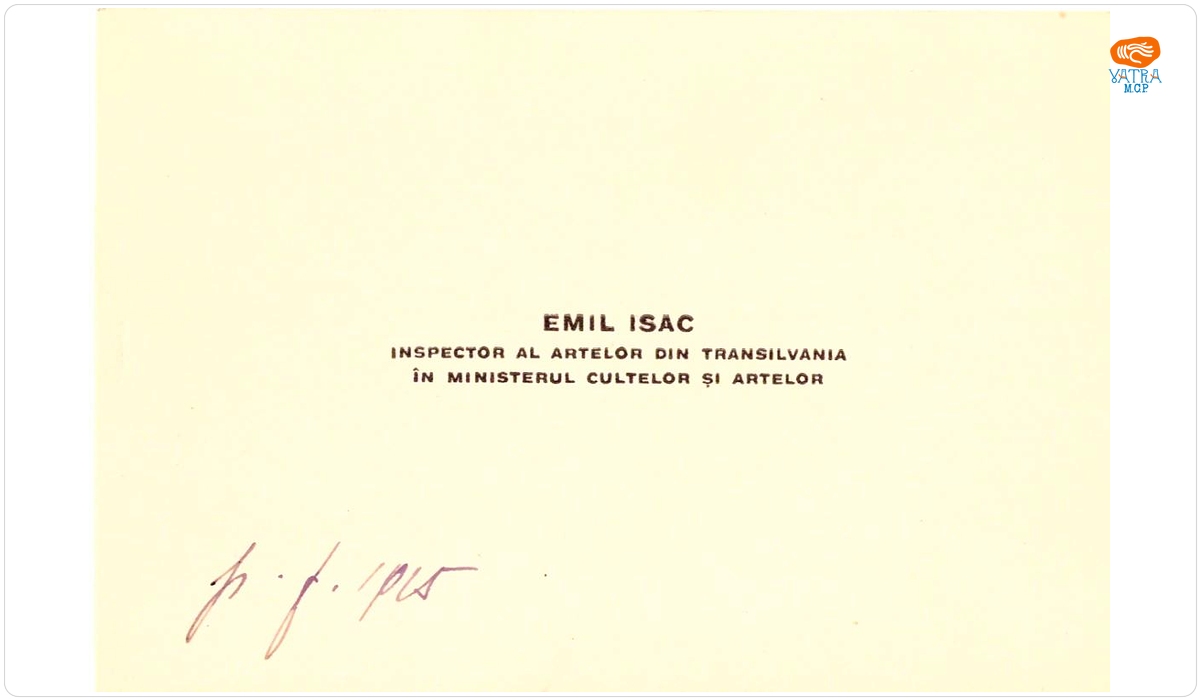 Carte de vizită a lui Emil Isac