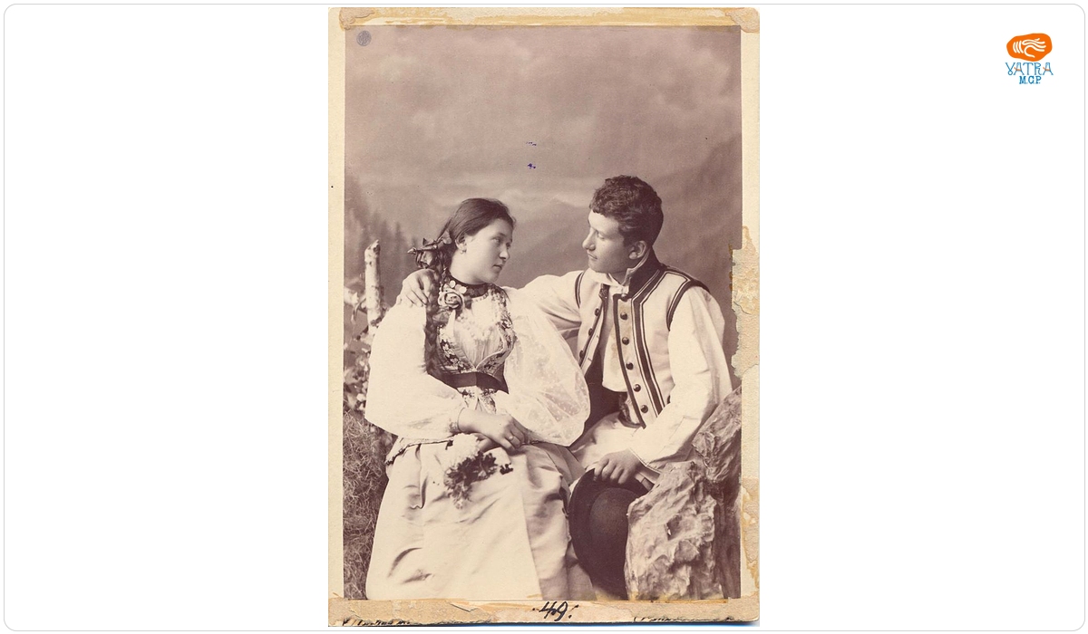 Leopold Adler — Pereche de tineri în costume românești de sărbătoare