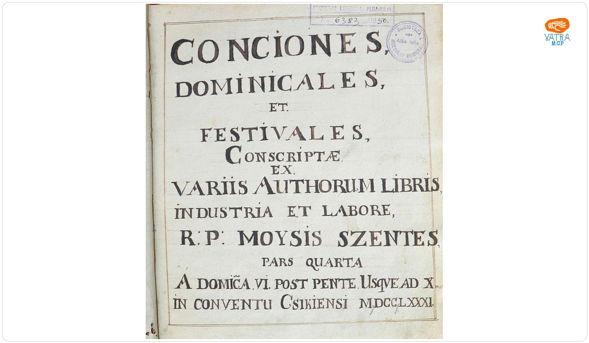 Szentes Mózes — Conciones dominicales et festivales conscriptae ex variis authorum libris industria et labore
