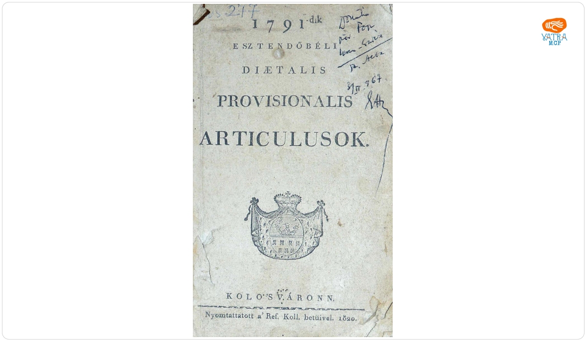 1791-dik esztendöbéli diaetalis provisionalis articulusok