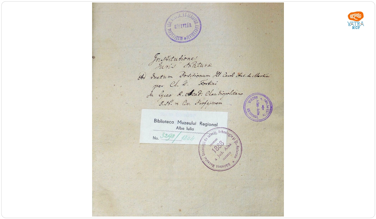Cl. D. Fortini — Institutiones Juris natura ad ductum positionum ill. Caroli Ant. de Martini,