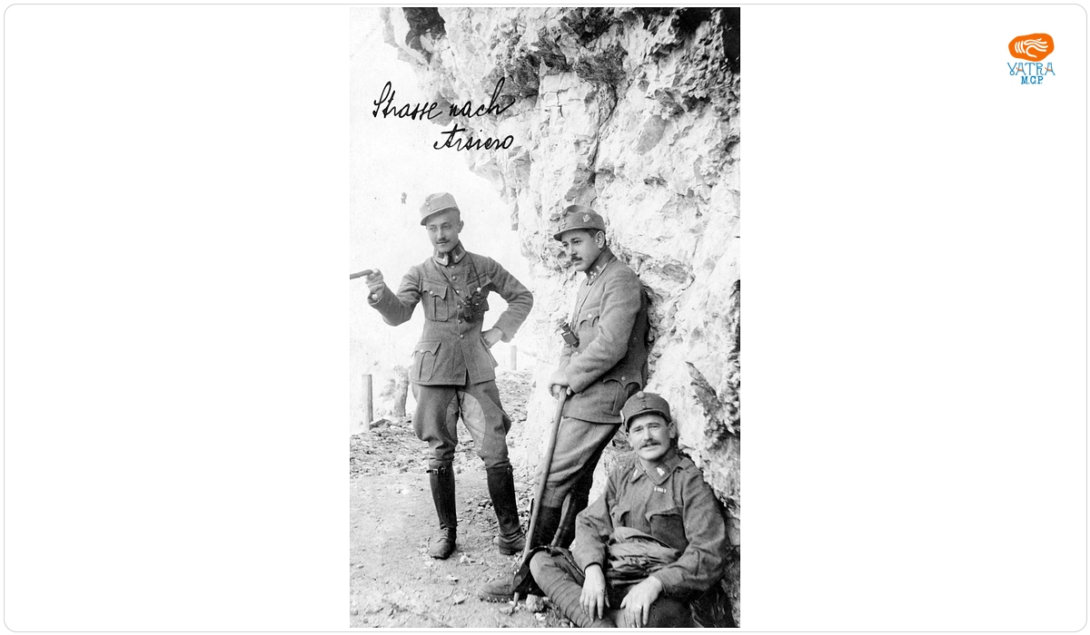 Trei dintre ofițerii Regimentului 50 Infanterie pe frontul italian, în drumul spre Arsiero
