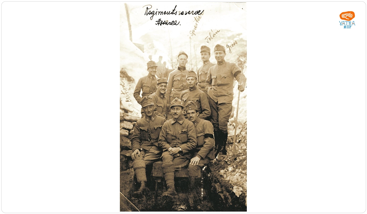Militari din Batalionul II, Regimentul 50 Infanterie Alba Iulia, aflați în 1917 la Riofreddo, Monte Selugio