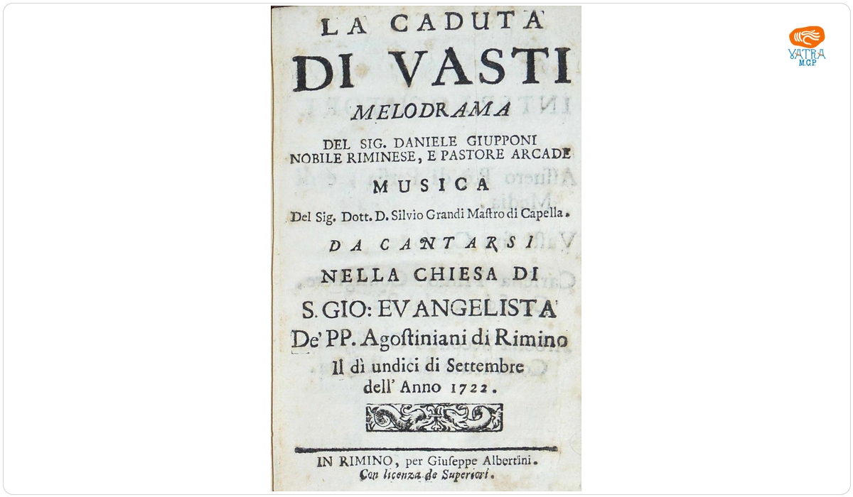 La caduta di Vasti melodrama del sig. Daniele Giupponi nobile Riminese, e pastore arcade