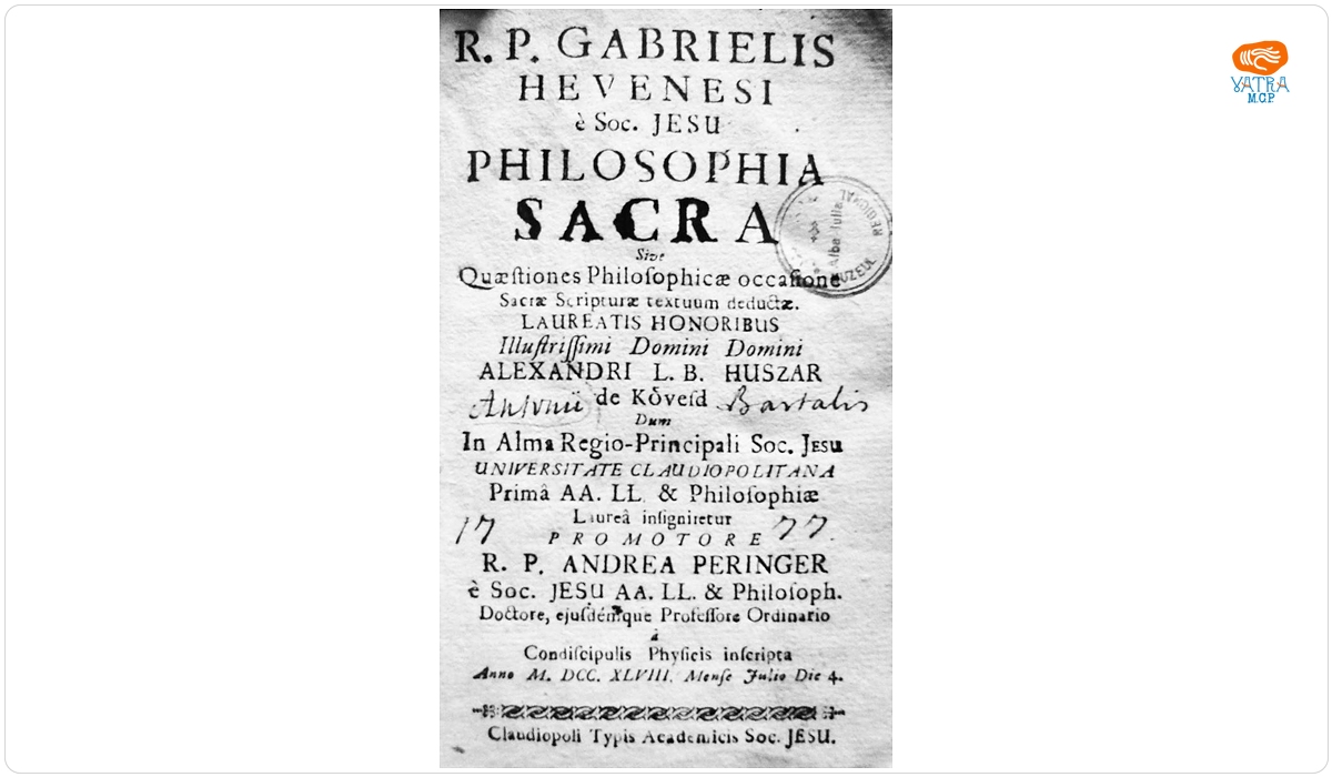 Alexandri L. B. Huszar — R. P. Gabrielis Hevenesi e Soc. Jesu Philosophia Sacra sive Quaestiones Philosophicae
