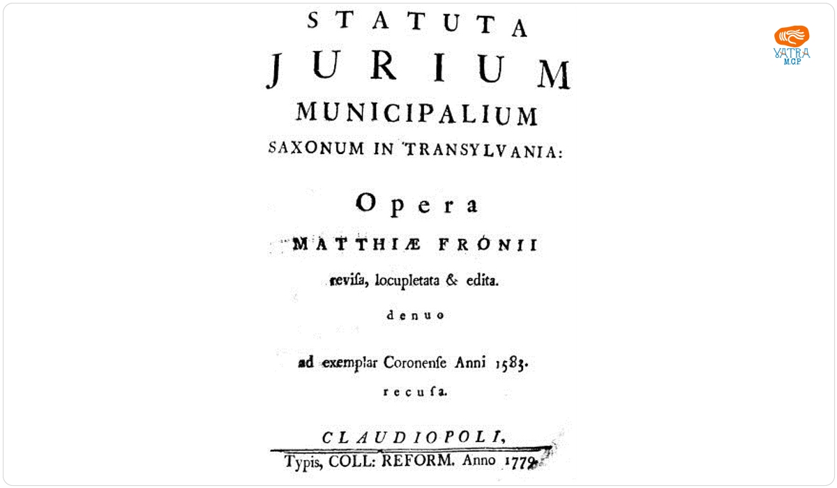 Mathias Fronius — Statuta Jurium Municipalium Saxonum in Transilvania