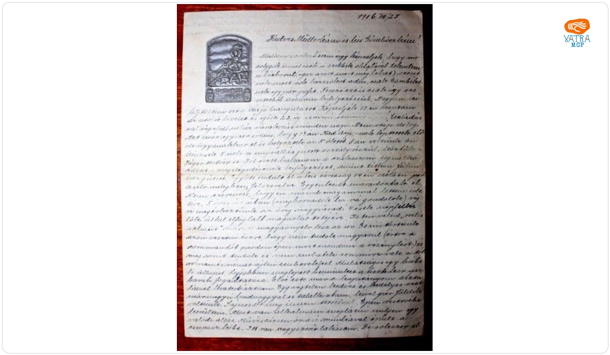 Lajos Haraszty — Scrisoare de pe front