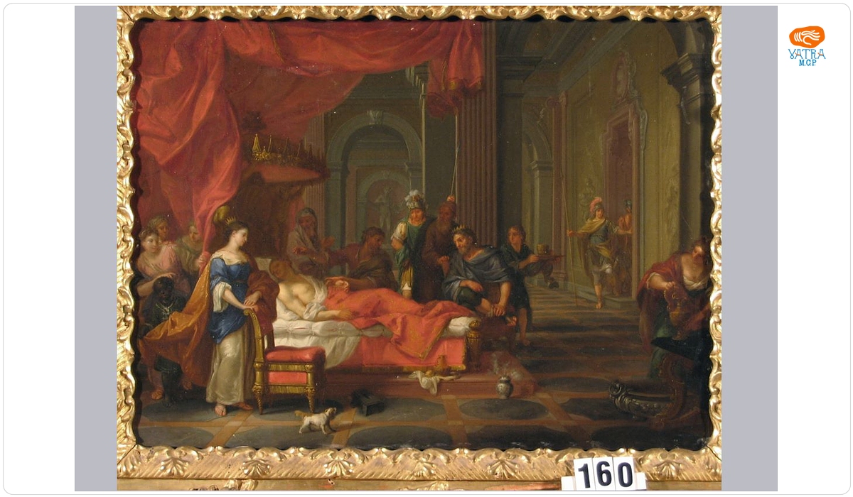Antiochus pe patul de suferință. Pandant: Sinuciderea Didonei