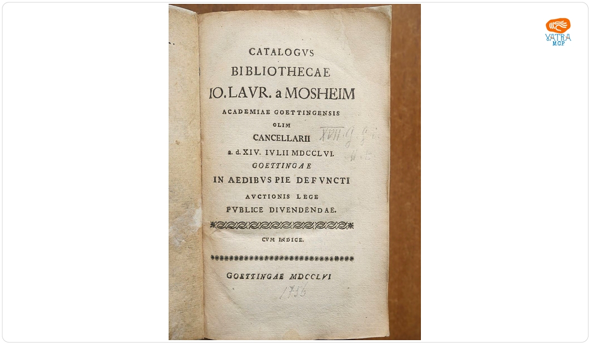 CATALOGVS BIBLIOTHECAE IO. LAVR. a MOSHEIM