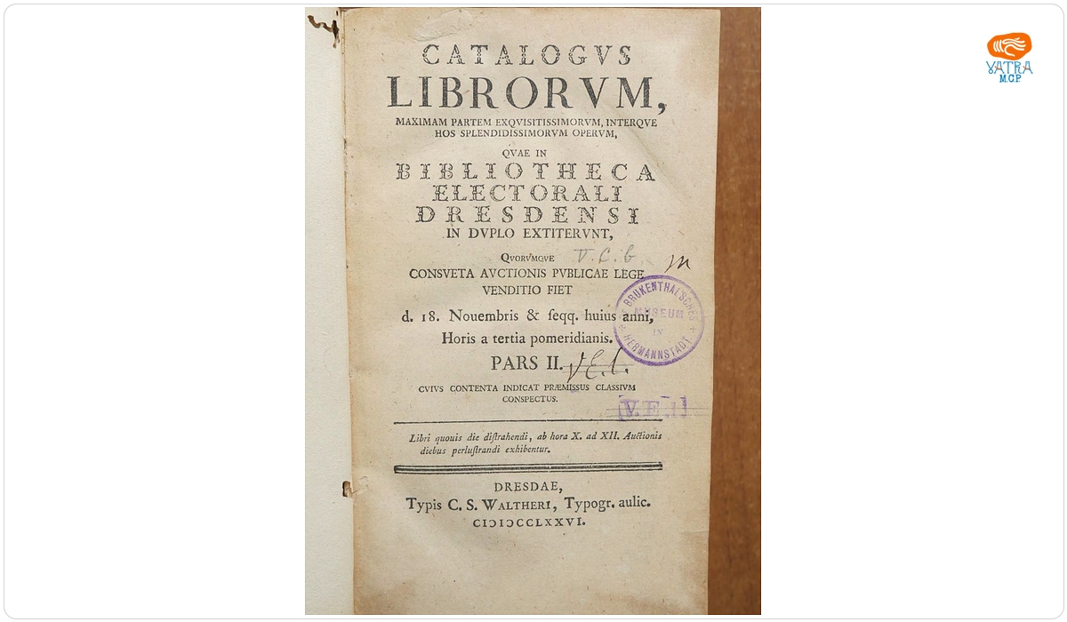 CATALOGVS LIBRORVM, MAXIMAM PARTEM EXQVISITISSIMORVM, INTERQVE HOS SPLENDIDISSIMORVMOPERVM,QVAE IN BIBLIOTHECA ELECTORALI DRESDENSI PARTIM IN DVPLO, PARTIM IN TRIPLO EXTITERVNT. PARS II.