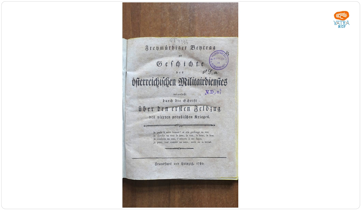 Freymuethiger Beytrag zur Geschichte des oesterreichischen Militairdienstes veranlasst durch die Schrift ueber den ersten Feldzug des vierten preussischen Krieges.